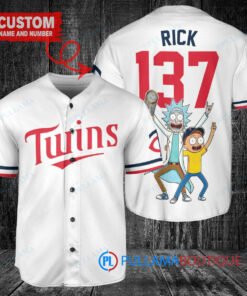 Minnesota Twins x Rick and Morty with Trophy Custom Baseball Jersey White