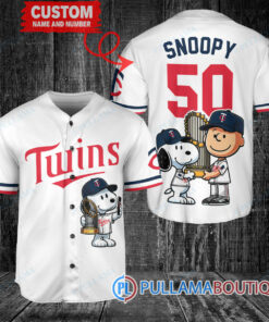 Minnesota Twins x Snoopy and Charlie Brown with Trophy Baseball Jersey White