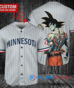 Minnesota Twins x Son Goku Kakarot Super Saiyan Dragon Ball Z with Trophy Baseball Jersey Gray Road