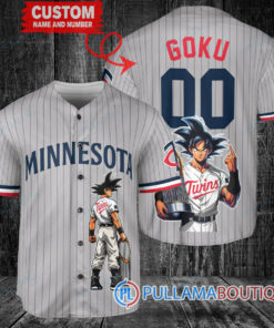 Minnesota Twins x Son Goku Kakarot Super Saiyan Dragon Ball Z with Trophy Baseball Jersey Gray Road V2