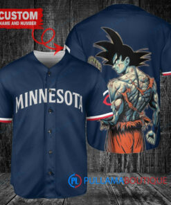 Minnesota Twins x Son Goku Kakarot Super Saiyan Dragon Ball Z with Trophy Baseball Jersey Navy