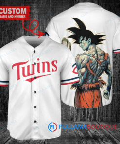 Minnesota Twins x Son Goku Kakarot Super Saiyan Dragon Ball Z with Trophy Baseball Jersey White