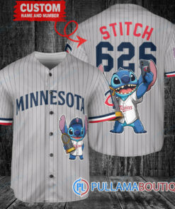 Minnesota Twins x Stitch with Trophy Baseball Jersey Gray Road