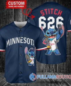 Minnesota Twins x Stitch with Trophy Baseball Jersey Navy