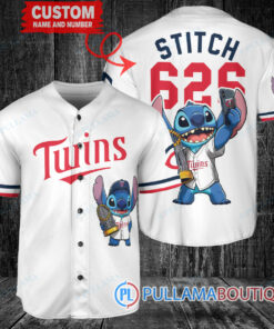 Minnesota Twins x Stitch with Trophy Baseball Jersey White