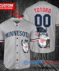 Minnesota Twins x Totoro Studio Ghibli with Trophy Custom Baseball Jersey Gray Road