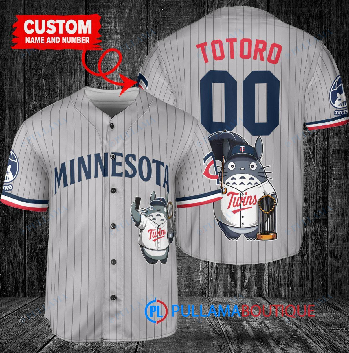 Boston Red Sox x Totoro Studio Ghibli with Trophy Custom Baseball Jersey White