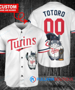 Minnesota Twins x Totoro Studio Ghibli with Trophy Custom Baseball Jersey White