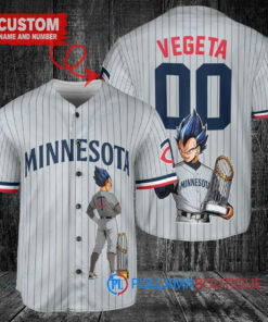 Minnesota Twins x Vegeta Super Saiyan Dragon Ball Z with Trophy Custom Baseball Jersey Gray Road