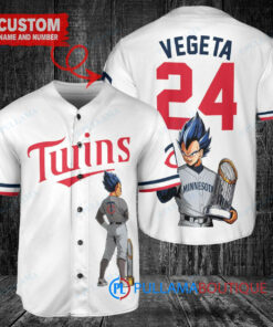 Minnesota Twins x Vegeta Super Saiyan Dragon Ball Z with Trophy Custom Baseball Jersey White