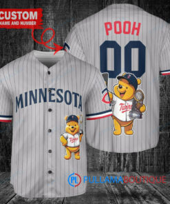 Minnesota Twins x Winnie the Pooh with Trophy Custom Baseball Jersey Gray Road