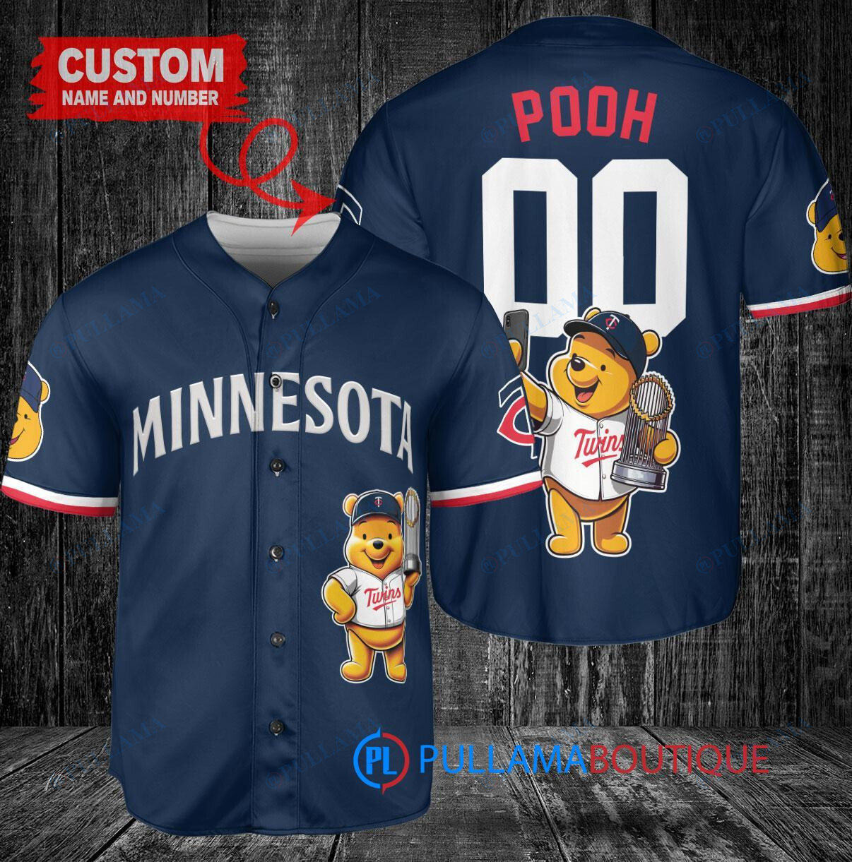 Houston Astros x Winnie the Pooh with Trophy Custom Baseball Jersey White