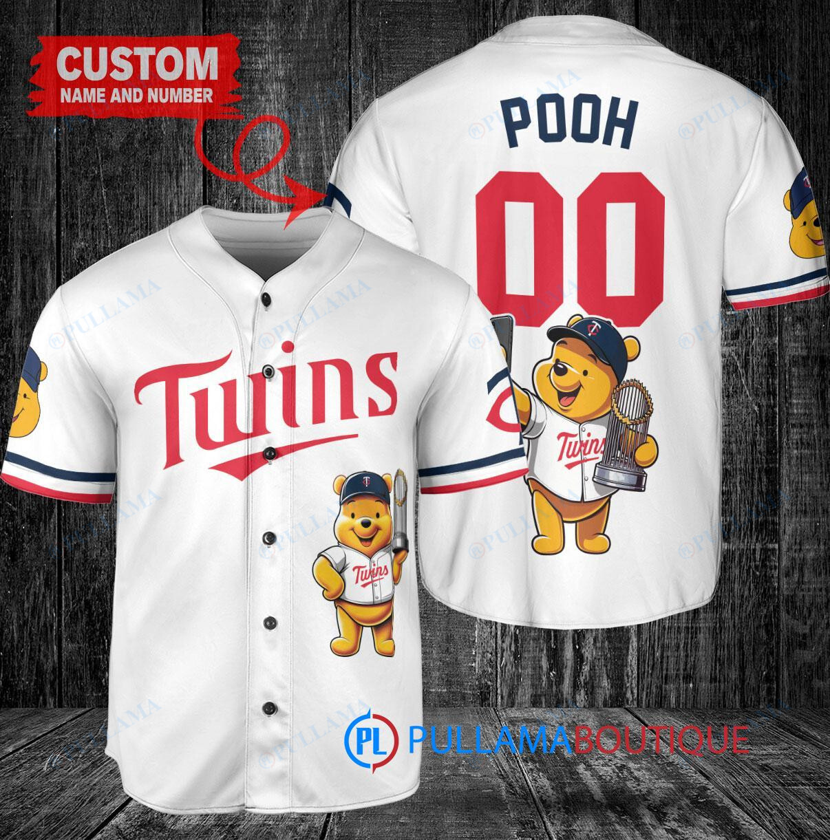 Chicago White Sox x Winnie the Pooh with Trophy Custom Baseball Jersey Black