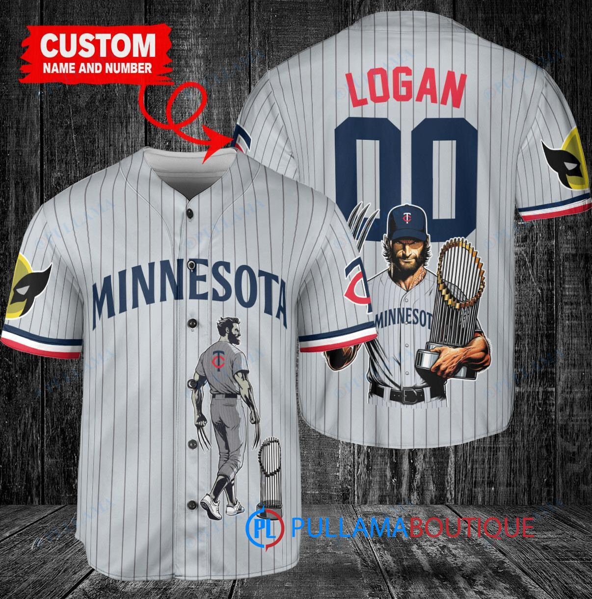 Philadelphia Phillies x Wolverine Logan with Trophy Custom Baseball Jersey Blue City Connect