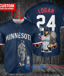 Minnesota Twins x Wolverine Logan with Trophy Custom Baseball Jersey Navy