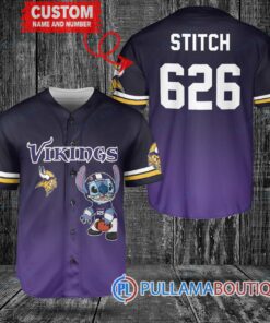 Minnesota Vikings Stitch Custom Baseball Jersey Purple Black