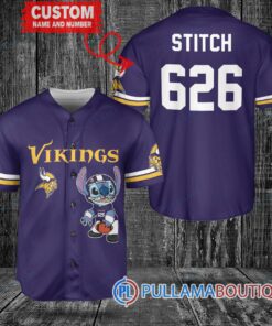 Minnesota Vikings Stitch Custom Baseball Jersey Purple