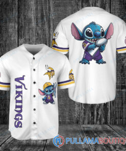 Minnesota Vikings x Stitch with Trophy Baseball Jersey White