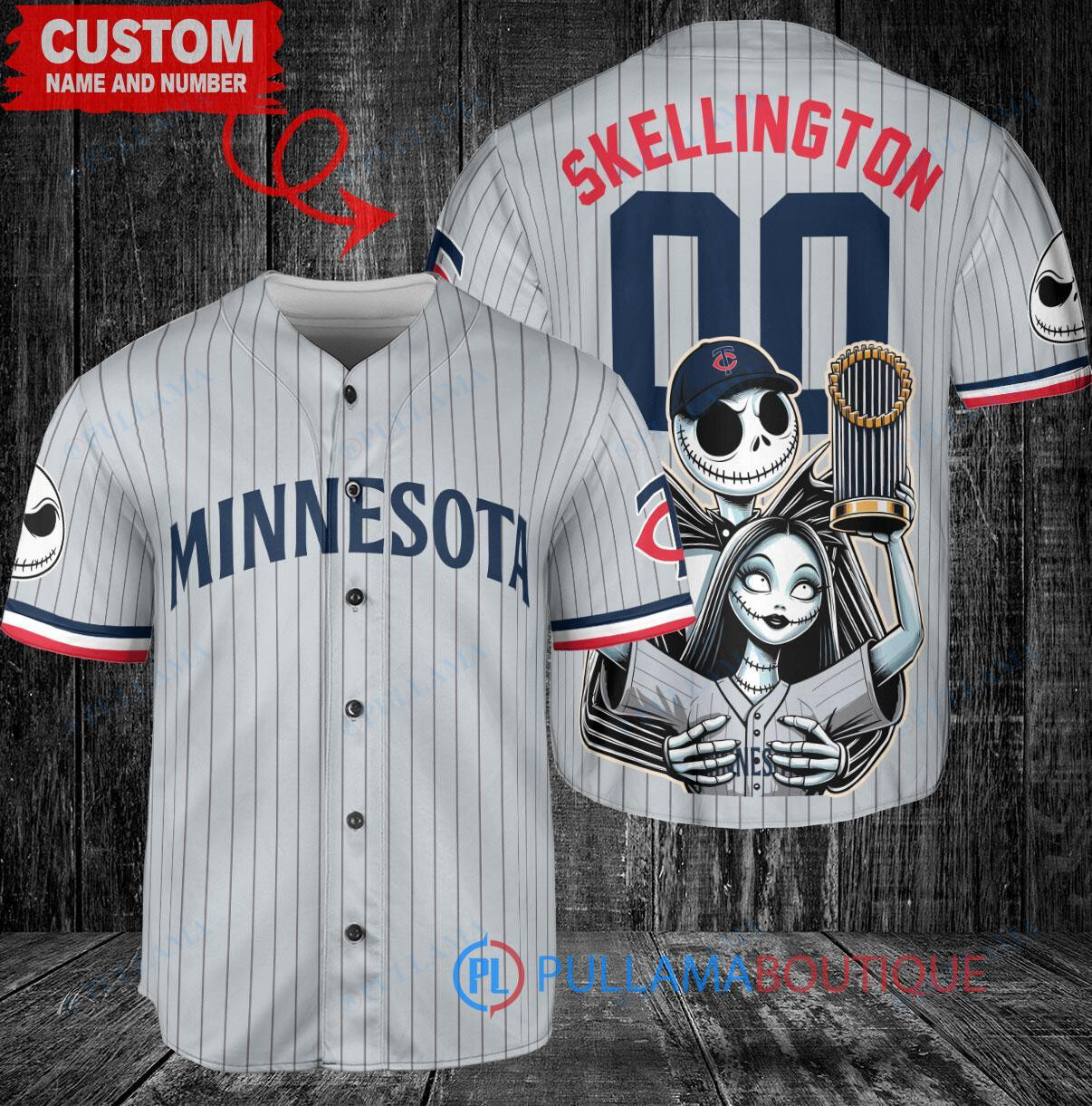 St. Louis Cardinals x Jack Skellington and Sally The Nightmare Before Christmas with World Series Trophy Custom Baseball Jersey White