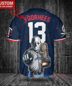 MN Twins Jason Voorhees Halloween World Series Trophy Baseball Jersey Navy