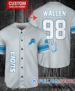 Morgan Wallen Detroit Lions Custom Baseball Jersey – Exclusive Fan Gear Gray