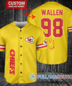 Morgan Wallen Kansas City Chiefs Custom Baseball Jersey – Exclusive Fan Gear Gold