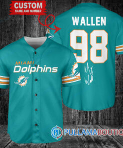 Morgan Wallen Miami Dolphins Custom Baseball Jersey – Exclusive Fan Gear Aqua