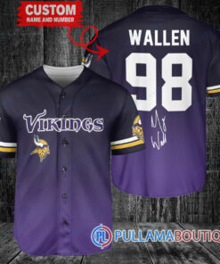 Morgan Wallen Minnesota Vikings Custom Baseball Jersey – Exclusive Fan Gear Purple Black