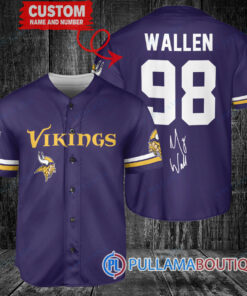 Morgan Wallen Minnesota Vikings Custom Baseball Jersey – Exclusive Fan Gear Purple