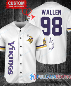 Morgan Wallen Minnesota Vikings Custom Baseball Jersey – Exclusive Fan Gear White