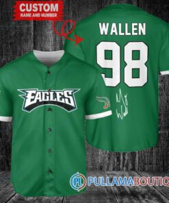 Morgan Wallen Philadelphia Eagles Custom Baseball Jersey – Exclusive Fan Gear Kelly Green