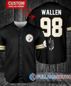 Morgan Wallen Pittsburgh Steelers Custom Baseball Jersey – Exclusive Fan Gear Black Without Piping