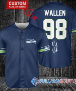 Morgan Wallen Seattle Seahawks Custom Baseball Jersey – Exclusive Fan Gear Navy