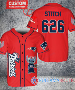 New England Patriots Stitch Custom Baseball Jersey Red