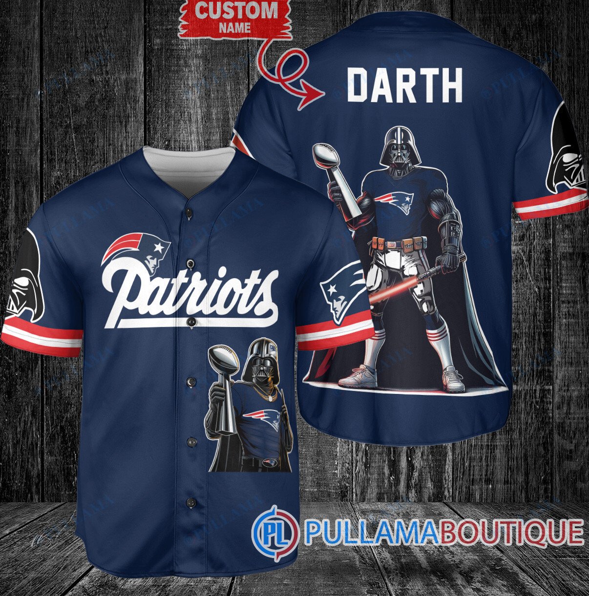 Buffalo Bills x Darth Vader Star Wars with Trophy Custom Baseball Jersey White