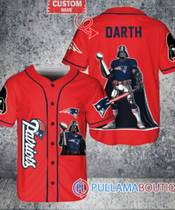 New England Patriots x Darth Vader Star Wars with Trophy Custom Baseball Jersey Red