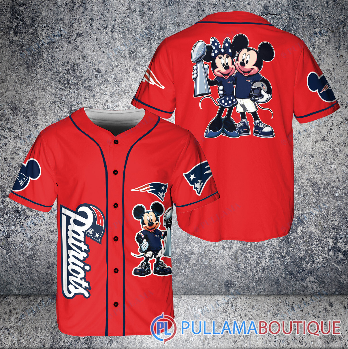 Seattle Seahawks x Mickey and Minnie with Trophy Baseball Jersey Navy