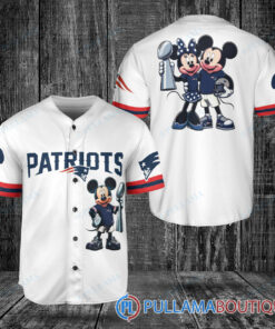 New England Patriots x Mickey and Minnie with Trophy Baseball Jersey White