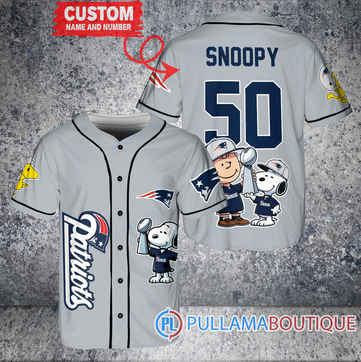 Los Angeles Chargers x Snoopy and Charlie Brown with Trophy Custom Baseball Jersey Navy