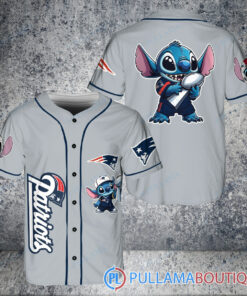 New England Patriots x Stitch with Trophy Baseball Jersey Gray