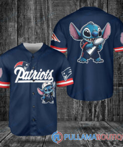 New England Patriots x Stitch with Trophy Baseball Jersey Navy