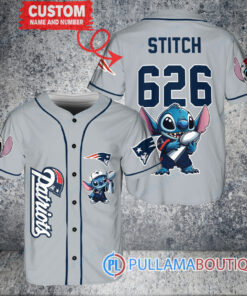 New England Patriots x Stitch with Trophy Custom Baseball Jersey Gray