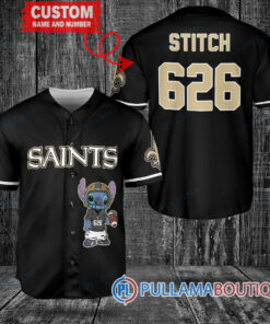 New Orleans Saints Stitch Custom Baseball Jersey Black