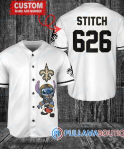 New Orleans Saints Stitch Custom Baseball Jersey White