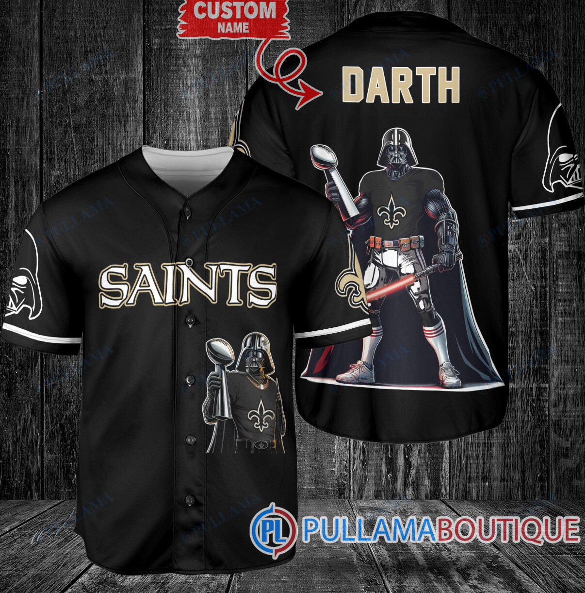 Las Vegas Raiders x Darth Vader Star Wars with Trophy Custom Baseball Jersey Black