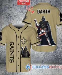 New Orleans Saints x Darth Vader Star Wars with Trophy Custom Baseball Jersey Sand