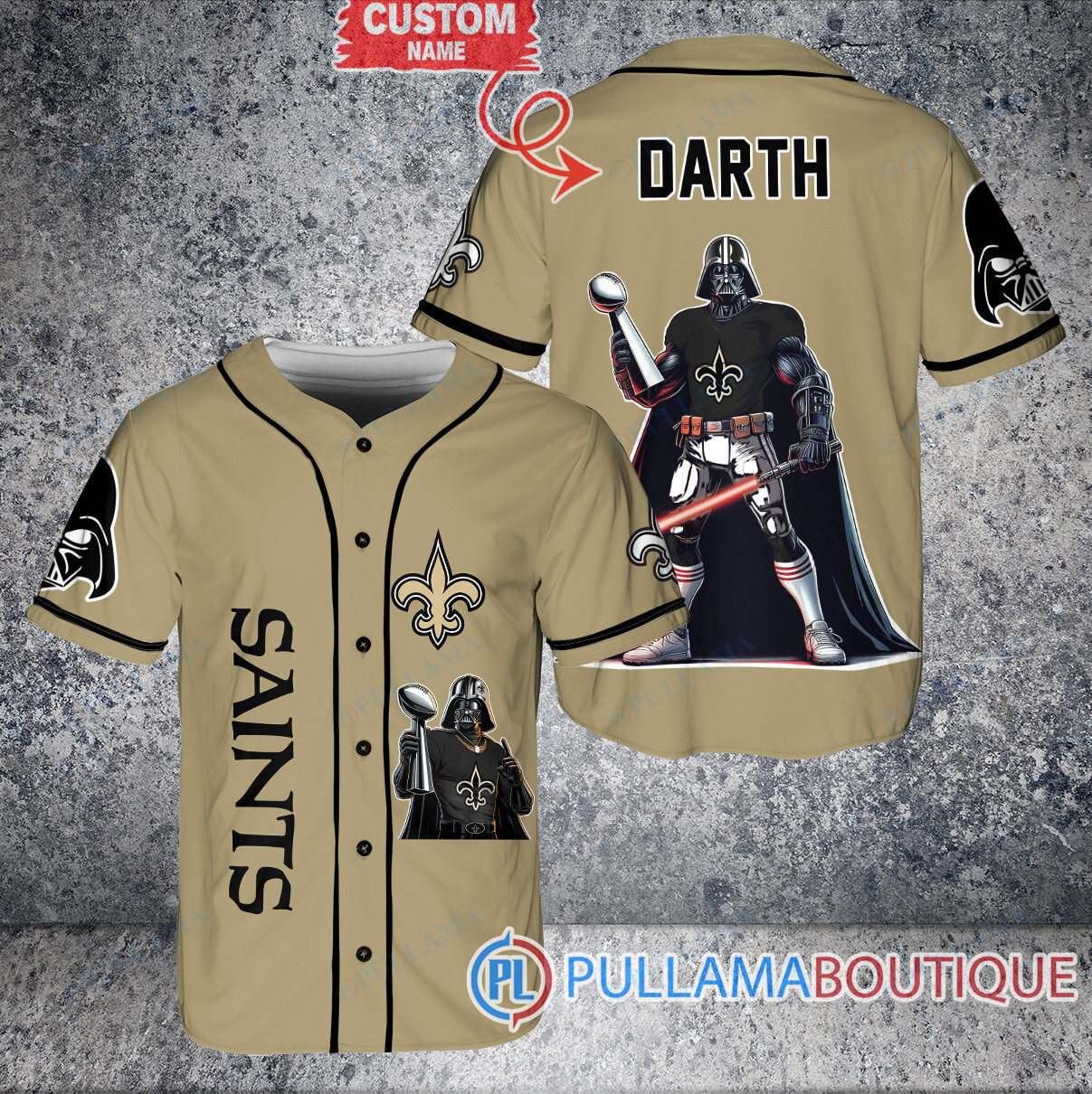 Jacksonville Jaguars x Darth Vader Star Wars with Trophy Custom Baseball Jersey Teal Military