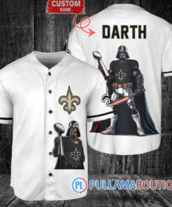 New Orleans Saints x Darth Vader Star Wars with Trophy Custom Baseball Jersey White