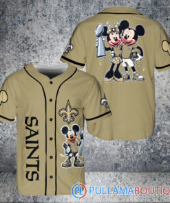 New Orleans Saints x Mickey and Minnie with Trophy Baseball Jersey Sand