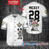 New England Patriots x Mickey and Minnie with Trophy Custom Baseball Jersey Navy